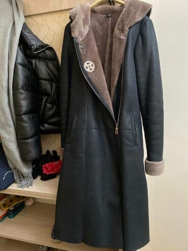 дубленка короткая: Дубленка, Турция, По колено, С капюшоном, M — 5