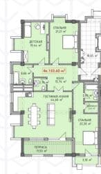 квартира с панорамным видом: 4 комнаты, 154 м², Элитка, 4 этаж, ПСО (под самоотделку) — 6