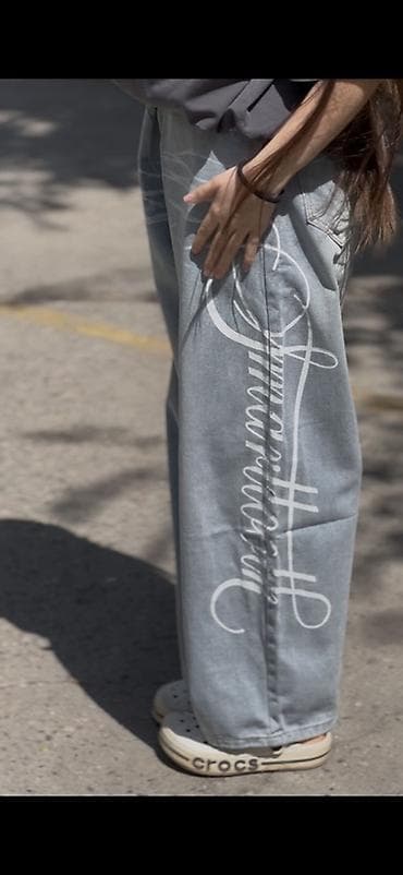 клеш брюки: Джинсы, Прямые, Средняя талия, Вареные, M, L, S — 1