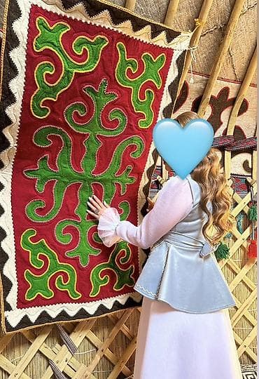 Платье на кыз узатуу, XL, Прозрачные рукава, С поясом, Б/у, цвет - Белый