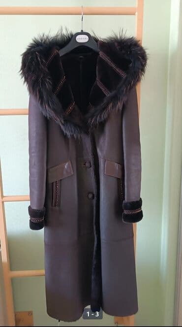 дешево дубленка: Дубленка, Классическая модель, Турция, Длинная модель, С капюшоном, S — 2