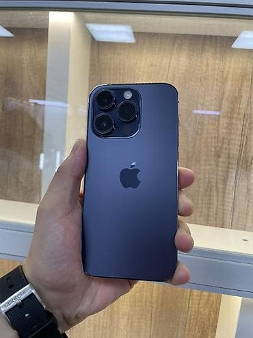 мобильные телефоны айфоны: IPhone 14 Pro, Б/у, 128 ГБ, Deep Purple, Зарядное устройство, Защитное стекло, Чехол, В рассрочку, 88 % — 1