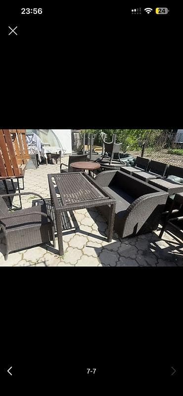 стул деревяный: Комплект садовой мебели, Стол, Ротанг — 3