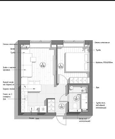 2 комнаты, 50 м², Индивидуалка, 4 этаж, Готовая ПСО (под самоотделку)