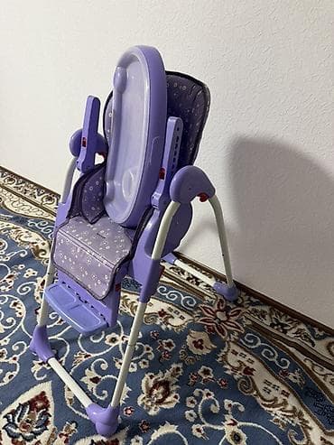 стул для кормления ребёнка: Детский высокий стульчик для кормления, фиолетовый. - Складная — 1