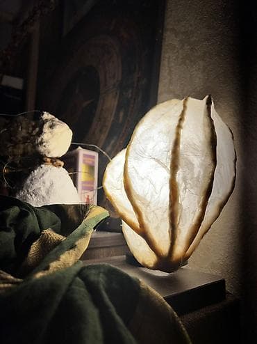 Внутренняя отделка: Organic Modern Sculptural Lamp | Wabi-Sabi Tea-Dyed Rice Paper — 5