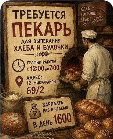 ищу работу пекарня: Требуется Пекарь, Оплата: Еженедельно — 1