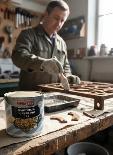 национал краска: Грунт-эмаль по ржавчине 3 в 1 от Master Prime. Предназначена для — 1