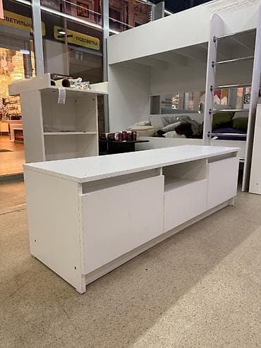 small table: Тумба под ТВ/медиацентр, белая - Низкая, удлинённая конструкция — — 1