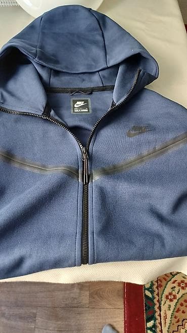 stussy micro ripstop down parka: Мужская толстовка, S, Nike, Б/у, цвет - Синий, Платная доставка — 1