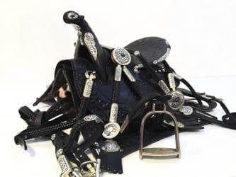 седло для лошади: Кыргыз Ээр полный комплект из натуральной кожи металл серебро мельхиор — 1