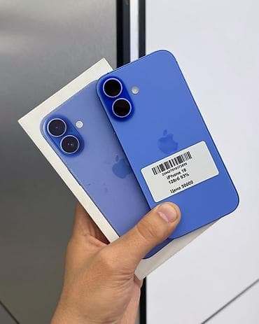 iphone 5a: IPhone 16, Б/у, 128 ГБ, Синий, Защитное стекло, Чехол, Коробка, В рассрочку, 93 % — 1