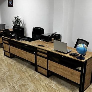 стол с регулируемой высотой бишкек: Комплект офисной мебели, Полка, Дерево, цвет - Черный — 3