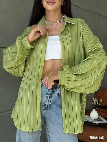 женские рубашки длинные: Женская рубашка oversize в вертикальную полоску Только оптом - — 5