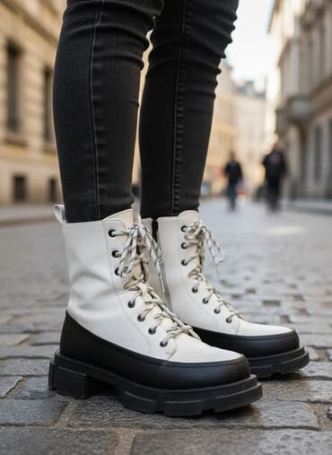 женская модельная обувь больших размеров: Срочная цена ❗Высокие женские ботинки - сапоги. - Цвет: белый верх — 1