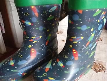 Детская одежда и обувь: Детские резиновые сапоги с космическим принтом - Размер: 25 — 1