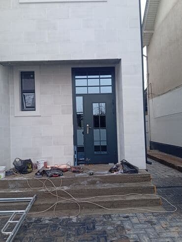 gp pointer: Үйлөр жана батирлер үчүн эшик, Брондолгон, Эки эшиктуу, Кыргызстандан, Айнек менен, түсү - Боз — 9