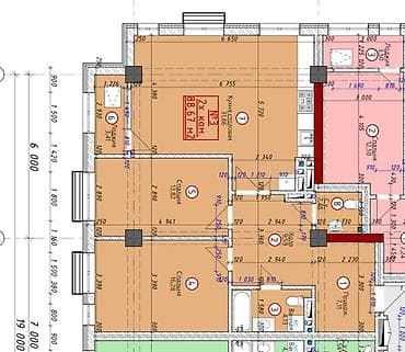 жк ботсад олимп: 3 комнаты, 88 м², Индивидуалка, 6 этаж — 10