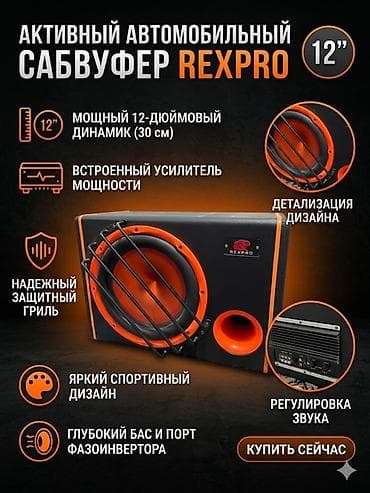 студийные колонки: Активный автомобильный сабвуфер REXPRO 12" - Мощный 12-дюймовый — 1