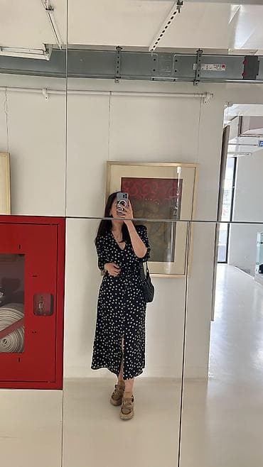 pull beer: Повседневное платье, Италия, Лето, Длинная модель, Вискоза, На запах, S — 1