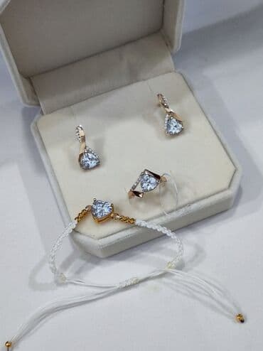 свадебное платье для высокой невесты: Серебряный Комплект+ Браслет Серебро с напылением золото Размеры — 3