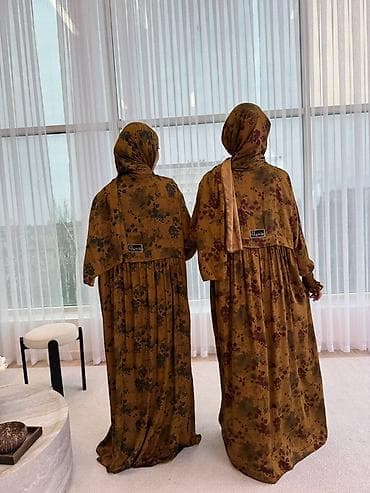 Кофты, свитеры: Женские комплекты для намаза с хиджабом - Длина макси, свободный крой — 3