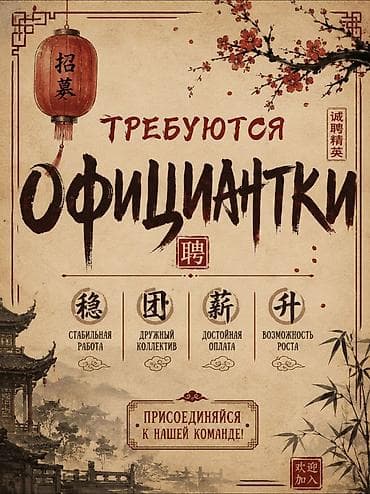 🏮 ТРЕБУЮТСЯ ОФИЦИАНТКИ 🏮 🥢 В китайское кафе требуются девушки на