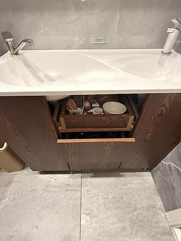 ракавино: Тумба для ванны, С раковиной, Другой материал, цвет - Коричневый — 2