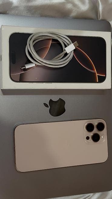 intel core: IPhone 16 Pro Max, Колдонулган, 256 ГБ, Desert Titanium, Заряддоочу түзүлүш, Коргоочу айнек, Кабель, 94 % — 1