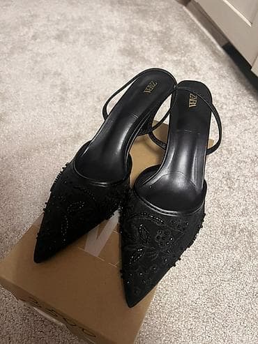 туфили: Туфли, 38, Zara, Б/у, цвет - Черный, Платная доставка — 2