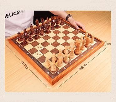 Электротранспорт: Деревянные шахматы из дуба (большой размер) Размер доски: 48 × 48 см — 8