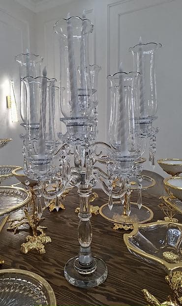 4 moms: Канделябр из прозрачного стекла на 9 рожков с подвесками и свечами - — 2