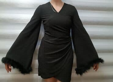 национальные украшения бишкек: Вечернее платье, Короткая модель, Трикотаж, С рукавами, Перья — 6