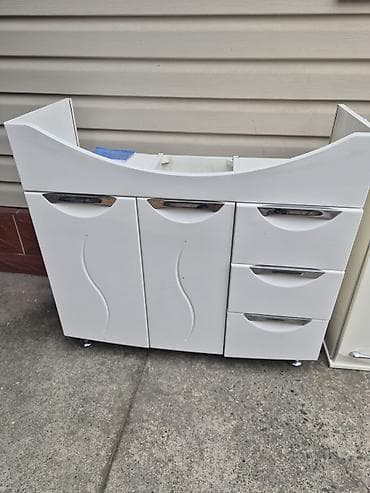 умывалники: Тумба для ванны, С раковиной, ЛДСП, цвет - Белый — 2