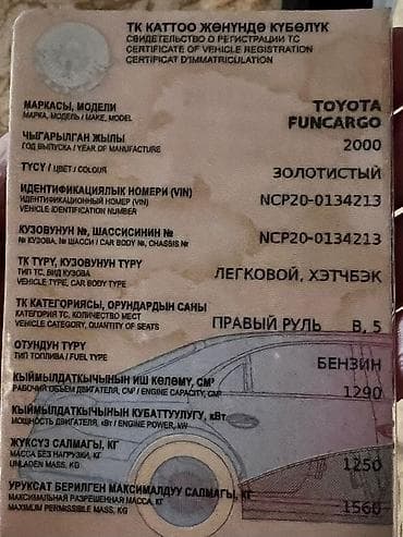 тойота кампи: Toyota Funcargo: 2003 г., Автомат, Бензин, Минивэн — 5