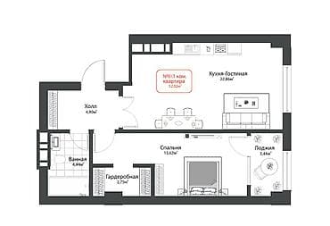 бесплатные объявления недвижимость бишкек: 1 комната, 52 м², Элитка, 6 этаж, Готовая ПСО (под самоотделку) — 2