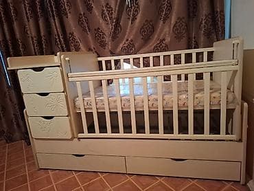 Детский комод: Детская кровать трансформер, Другой тип, цвет - Бежевый — 1