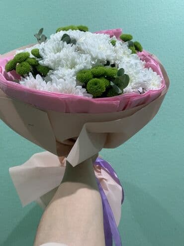 сирень букет: Букет из хризантем - Состав: крупные белые хризантемы-ромашки — 2