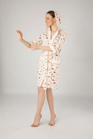 домашние халаты больших размеров: XS, S, M, цвет - Белый — 8