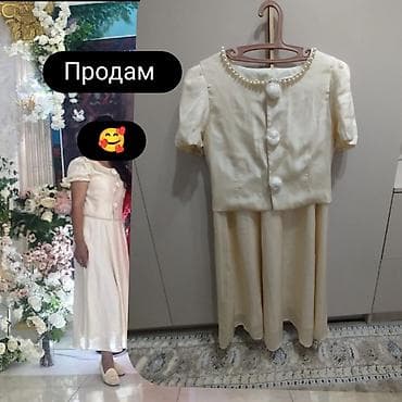 атласный рубашка: Костюм с юбкой, Миди, Пиджак, M — 3