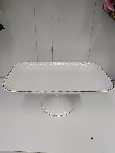 кухиный: Подача для тортов и десертов на ножке - Материал: фарфор/керамика с — 1