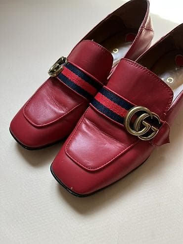 кеды gucci: Лоферы, 38, Gucci, Б/у, цвет - Красный, Самовывоз — 1