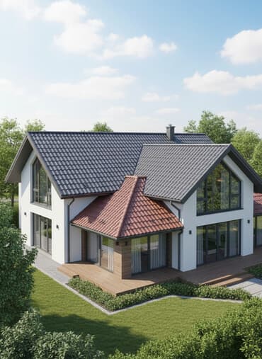 накладка на крышу: Металлочерепица в различных цветах с профилем, имитирующим натуральную — 1