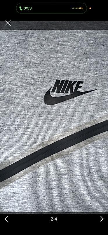 Мужская одежда: Оригинал L Серый худи/толстовка на молнии Nike Tech Fleece с — 2