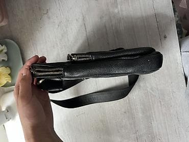 чёрный рюкзак: Мужская сумка через плечо Tergan, черная - Материал: натуральная кожа — 5