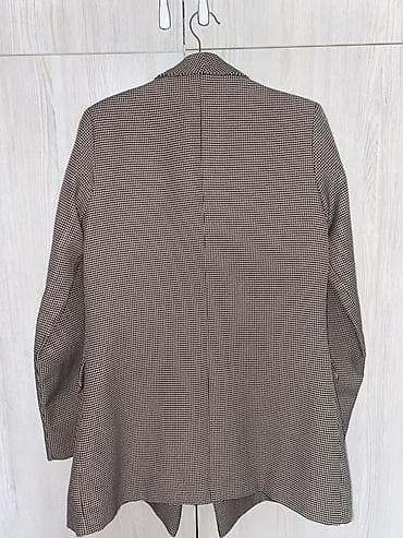 Ич кийимдер: Женский удлинённый пиджак в мелкую клетку - Крой: прямой, без — 4