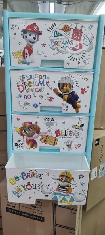 набор щенячий патруль: Детский комод, Новый, Без пеленального столика, Пластик — 4