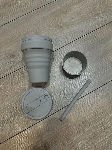 Складной силиконовый стакан с крышкой и трубочкой - Объемы с