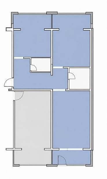 2 комнаты, 68 м², Без мебели