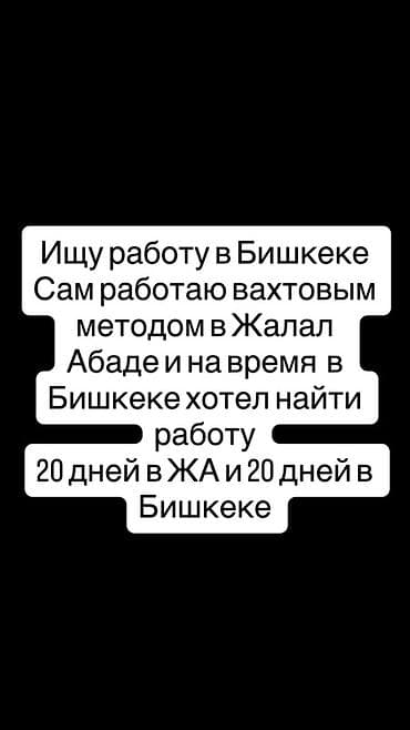 Ищу подработку в Бишкеке на период между вахтами. О себе: - Работаю